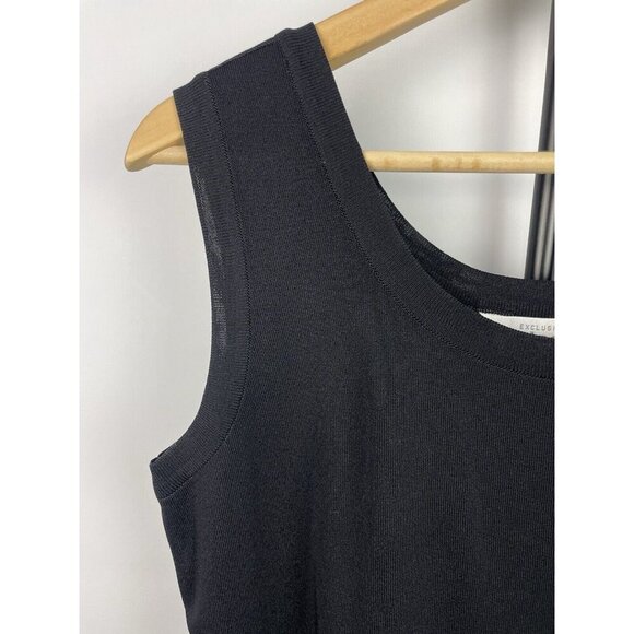 Exclusively Misook Black Knit Double Scoop Neck Split Seam Tank Top Size S - Picture 2 of 5